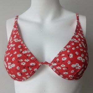 Shein Floral Red Bikini Top with Underwire Sz M